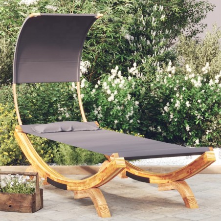 vidaXL Tumbona con dosel madera curvada gris antracita 100x200x126cm