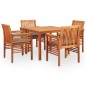 vidaXL Set comedor de jardín 5 pzas y cojines madera maciza de acacia vidaXL Set comedor de jardín 5 pzas y cojines madera maciza de acacia