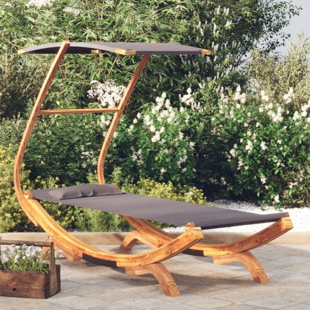 vidaXL Tumbona con dosel madera curvada gris antracita 100x190x134 cm