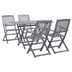 vidaXL Juego de comedor de jardín 5 pzas madera maciza de acacia gris