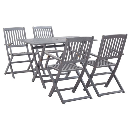 vidaXL Juego de comedor de jardín 5 pzas madera maciza de acacia gris