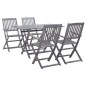 vidaXL Juego de comedor de jardín 5 pzas madera maciza de acacia gris vidaXL Juego de comedor de jardín 5 pzas madera maciza de acacia gris