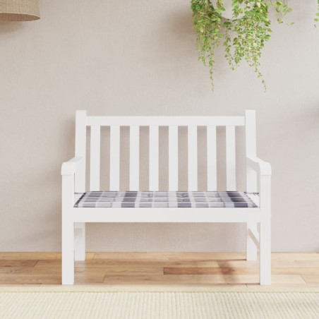 vidaXL Cojín de banco de jardín tela Oxford a cuadros gris 120x50x3 cm
