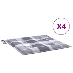 vidaXL Cojines de silla de jardín 4 uds tela a cuadros gris 50x50x3 cm