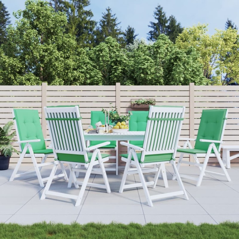 vidaXL Cojín silla de jardín respaldo alto 6 uds tela verde 120x50x3cm vidaXL Cojín silla de jardín respaldo alto 6 uds tela verde 120x50x3cm