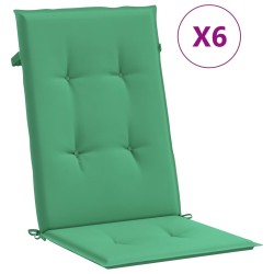 vidaXL Cojín silla de jardín respaldo alto 6 uds tela verde 120x50x3cm