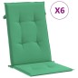 vidaXL Cojín silla de jardín respaldo alto 6 uds tela verde 120x50x3cm vidaXL Cojín silla de jardín respaldo alto 6 uds tela verde 120x50x3cm