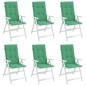 vidaXL Cojín silla de jardín respaldo alto 6 uds tela verde 120x50x3cm vidaXL Cojín silla de jardín respaldo alto 6 uds tela verde 120x50x3cm