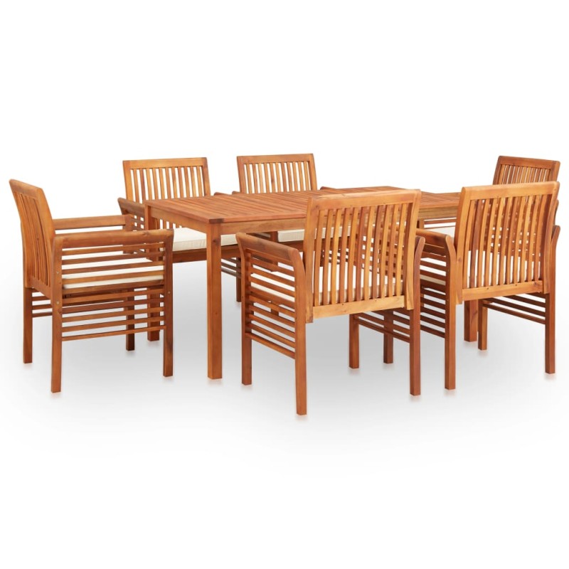 vidaXL Set comedor de jardín 7 pzas y cojines madera maciza de acacia vidaXL Set comedor de jardín 7 pzas y cojines madera maciza de acacia