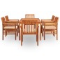 vidaXL Set comedor de jardín 7 pzas y cojines madera maciza de acacia vidaXL Set comedor de jardín 7 pzas y cojines madera maciza de acacia