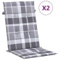 vidaXL Cojín silla jardín respaldo alto 2 uds cuadros gris 120x50x3 cm vidaXL Cojín silla jardín respaldo alto 2 uds cuadros gris 120x50x3 cm