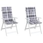 vidaXL Cojín silla jardín respaldo alto 2 uds cuadros gris 120x50x3 cm vidaXL Cojín silla jardín respaldo alto 2 uds cuadros gris 120x50x3 cm