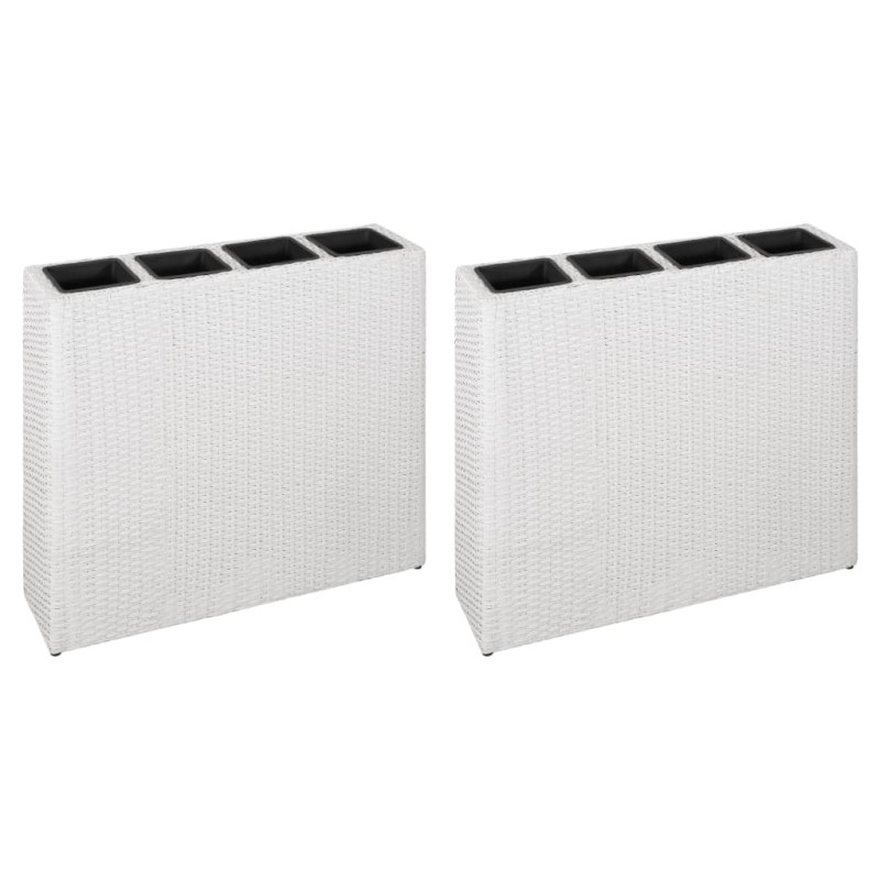 vidaXL Jardinera alta con 4 macetas 2 uds ratán sintético blanco vidaXL Jardinera alta con 4 macetas 2 uds ratán sintético blanco