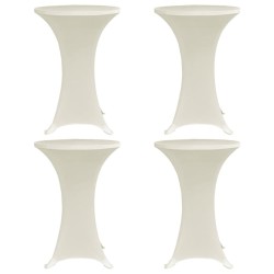 vidaXL Mantel elástico para mesa alta 4 unidades color crema Ø60 cm