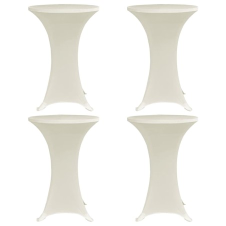 vidaXL Mantel elástico para mesa alta 4 unidades color crema Ø60 cm