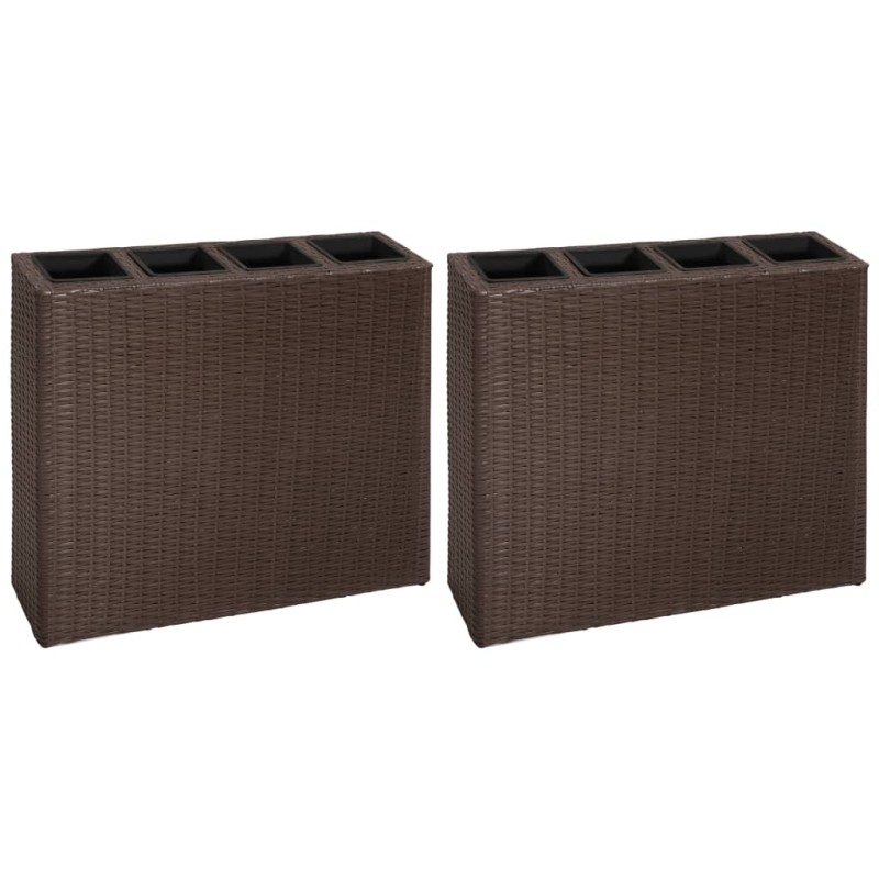 vidaXL Jardinera alta con 4 macetas 2 uds ratán sintético marrón vidaXL Jardinera alta con 4 macetas 2 uds ratán sintético marrón