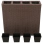 vidaXL Jardinera alta con 4 macetas 2 uds ratán sintético marrón vidaXL Jardinera alta con 4 macetas 2 uds ratán sintético marrón
