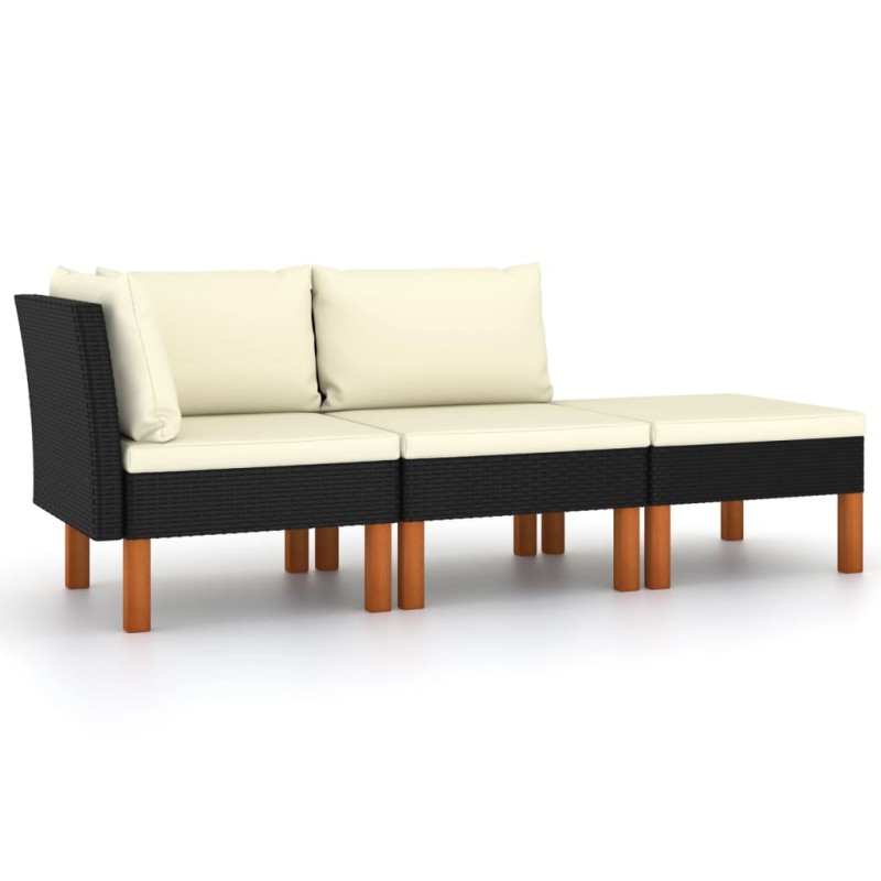 vidaXL Set muebles de jardín 3 pzas ratán sintético madera eucalipto