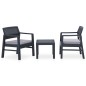 vidaXL Set de muebles de jardín 3 piezas con cojines plástico gris vidaXL Set de muebles de jardín 3 piezas con cojines plástico gris