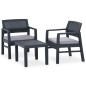 vidaXL Set de muebles de jardín 3 piezas con cojines plástico gris vidaXL Set de muebles de jardín 3 piezas con cojines plástico gris