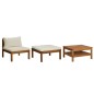 vidaXL Muebles de jardín 3 pzas cojines blanco crema madera de acacia vidaXL Muebles de jardín 3 pzas cojines blanco crema madera de acacia