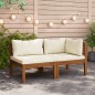 vidaXL Juego de sofá 2 pzas con cojines blanco crema madera de acacia vidaXL Juego de sofá 2 pzas con cojines blanco crema madera de acacia