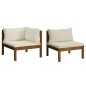 vidaXL Juego de sofá 2 pzas con cojines blanco crema madera de acacia vidaXL Juego de sofá 2 pzas con cojines blanco crema madera de acacia