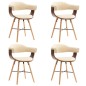 vidaXL Sillas de comedor 4 uds cuero sintético y madera curvada crema