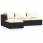vidaXL Set de muebles de jardín 4 pzas y cojines ratán sintético negro vidaXL Set de muebles de jardín 4 pzas y cojines ratán sintético negro