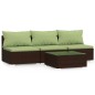vidaXL Set muebles de jardín 4 piezas y cojines ratán sintético marrón vidaXL Set muebles de jardín 4 piezas y cojines ratán sintético marrón
