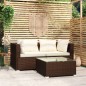 vidaXL Set muebles de jardín 3 piezas y cojines ratán sintético marrón vidaXL Set muebles de jardín 3 piezas y cojines ratán sintético marrón