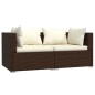 vidaXL Set muebles de jardín 3 piezas y cojines ratán sintético marrón vidaXL Set muebles de jardín 3 piezas y cojines ratán sintético marrón
