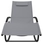 vidaXL Tumbona mecedora 2 unidades de acero y textilene gris vidaXL Tumbona mecedora 2 unidades de acero y textilene gris