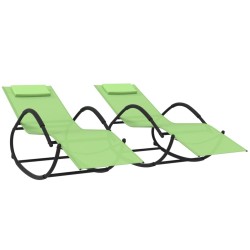 vidaXL Tumbonas mecedoras 2 uds acero y textilene verde