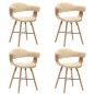 vidaXL Sillas de comedor 4 uds cuero sintético y madera curvada crema