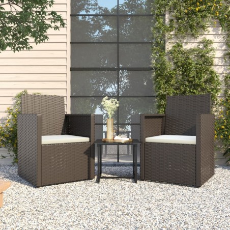 vidaXL Set sofás de exterior 3 pzas con cojines ratán sintético negro
