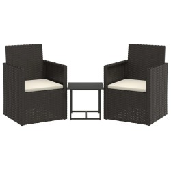 vidaXL Set sofás de exterior 3 pzas con cojines ratán sintético negro