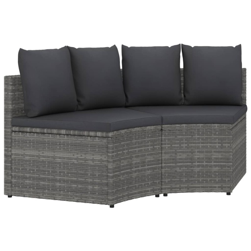 vidaXL Set de sofás de jardín con cojines 2 pzas ratán sintético gris vidaXL Set de sofás de jardín con cojines 2 pzas ratán sintético gris
