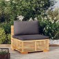 vidaXL Sofá central jardín con cojines gris oscuro madera maciza teca vidaXL Sofá central jardín con cojines gris oscuro madera maciza teca