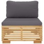vidaXL Sofá central jardín con cojines gris oscuro madera maciza teca vidaXL Sofá central jardín con cojines gris oscuro madera maciza teca