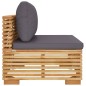 vidaXL Sofá central jardín con cojines gris oscuro madera maciza teca vidaXL Sofá central jardín con cojines gris oscuro madera maciza teca