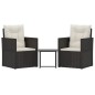 vidaXL Muebles de jardín con cojines 3 piezas ratán sintético negro vidaXL Muebles de jardín con cojines 3 piezas ratán sintético negro