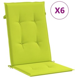 vidaXL Cojín silla de jardín respaldo alto 6 uds tela verde 120x50x3cm