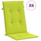 vidaXL Cojín silla de jardín respaldo alto 6 uds tela verde 120x50x3cm