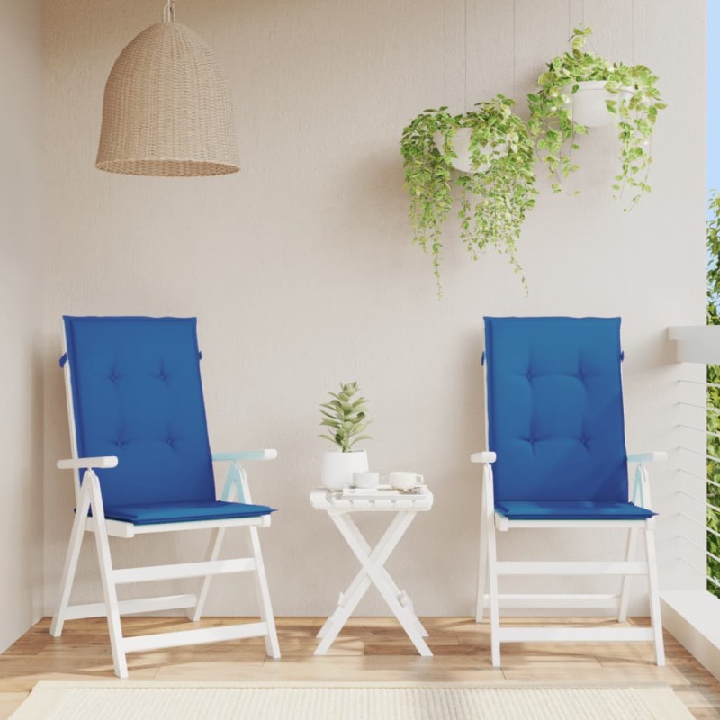 vidaXL Cojín silla de jardín respaldo alto 2 uds tela azul 120x50x3 cm vidaXL Cojín silla de jardín respaldo alto 2 uds tela azul 120x50x3 cm