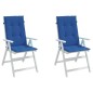 vidaXL Cojín silla de jardín respaldo alto 2 uds tela azul 120x50x3 cm vidaXL Cojín silla de jardín respaldo alto 2 uds tela azul 120x50x3 cm