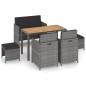 vidaXL Set comedor jardín 6 pzas ratán sintético y madera acacia gris vidaXL Set comedor jardín 6 pzas ratán sintético y madera acacia gris