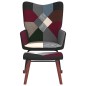 vidaXL Mecedora con taburete tela patchwork vidaXL Mecedora con taburete tela patchwork
