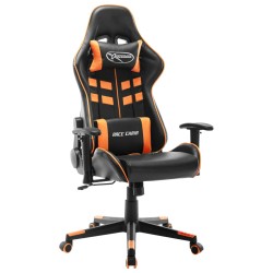 vidaXL Silla de gaming de cuero sintético negro y naranja