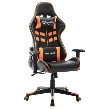 vidaXL Silla de gaming de cuero sintético negro y naranja